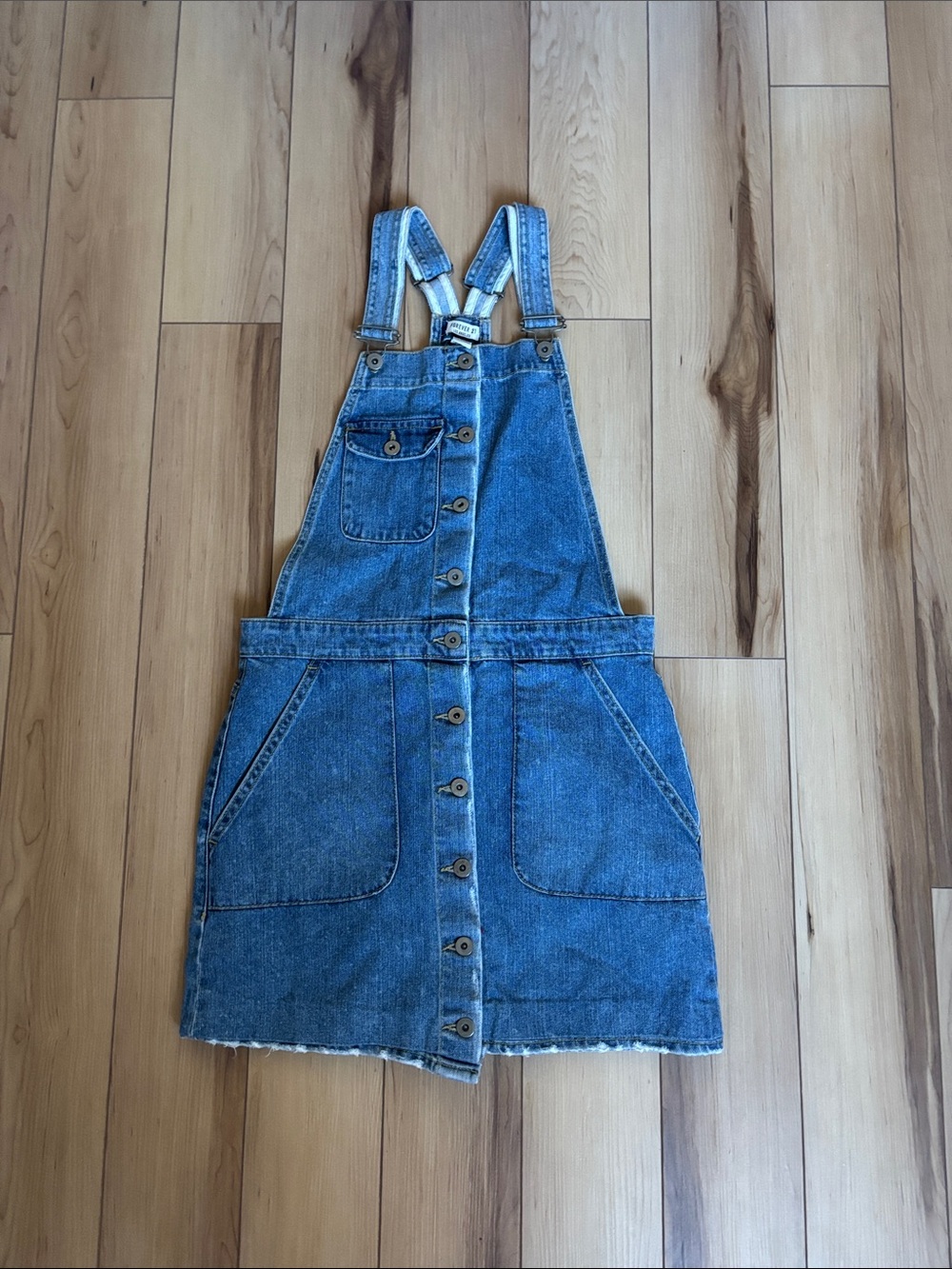Forever 21 Blue Denim Button-Front Overall Dress